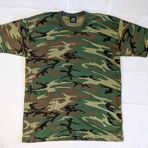 Vintage 90s ROTHCO Woodland Hunting Green Military Tactical Casual XL Shirt